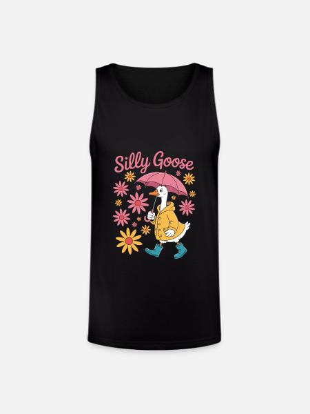 Silly Goose With Umbrella - Unisex Tri-Blend Organic Tank - black