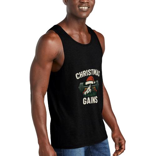 Christmas Gains – Santa Barbell Power - Unisex Tri-Blend Organic Tank