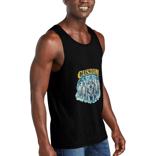 Custom Wolf Pack Howling Moon Vintage Wilderness - Unisex Tri-Blend Organic Tank