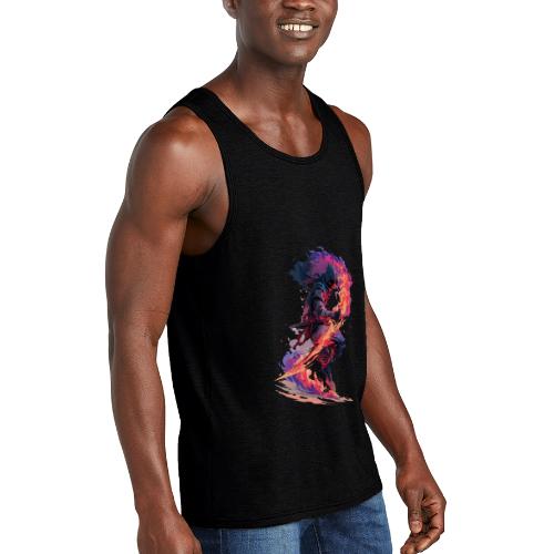 Flaming Ninja Warrior Fantasy Design - Unisex Tri-Blend Organic Tank