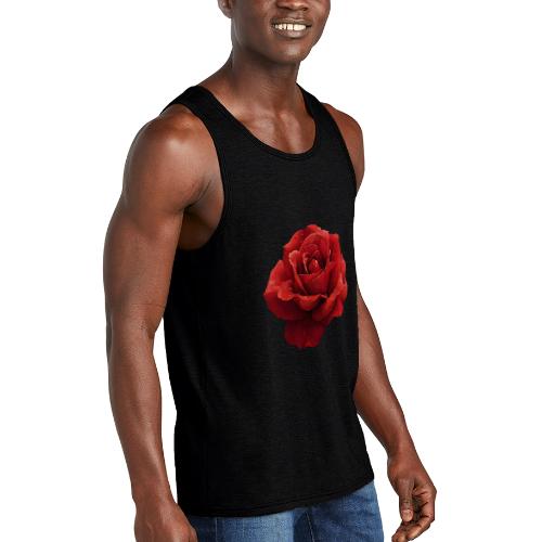 Rose: Crimson Dew Bloom - Unisex Tri-Blend Organic Tank