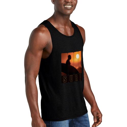 Surfing: Sunset Surf Panels - Unisex Tri-Blend Organic Tank