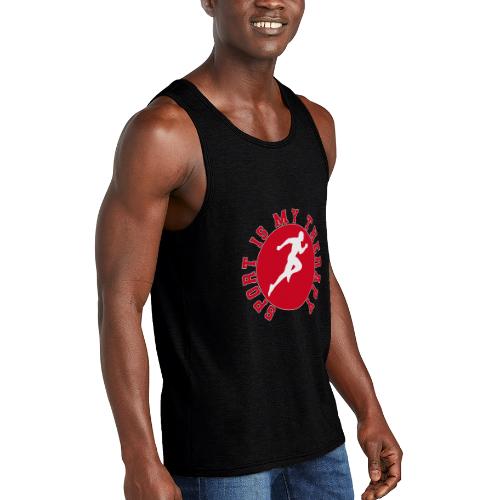 Sport Is My Therapy – Running Motivation Badge - Unisex Tri-Blend Organic Tank