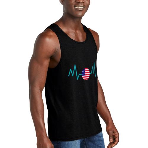 Heartbeat USA Flag – Patriotic American Pride Tee - Unisex Tri-Blend Organic Tank