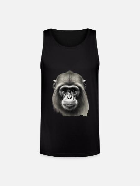 Chimp in Charcoal 4 - Unisex Tri-Blend Organic Tank - black