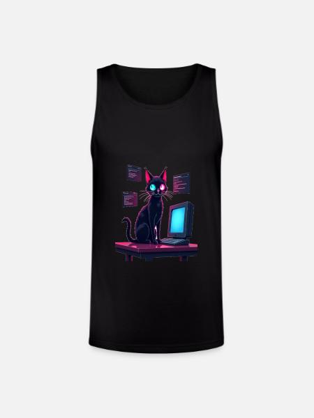 Cat.exe Has Crashed – Glitch Kitty - Unisex Tri-Blend Organic Tank - black