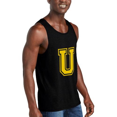 Letter U – Capital Athletic Alphabet Monogram - Unisex Tri-Blend Organic Tank