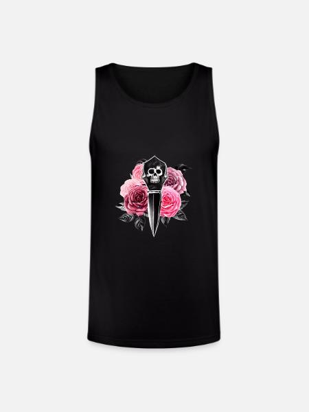 Roses and Skull Dagger - Unisex Tri-Blend Organic Tank - black
