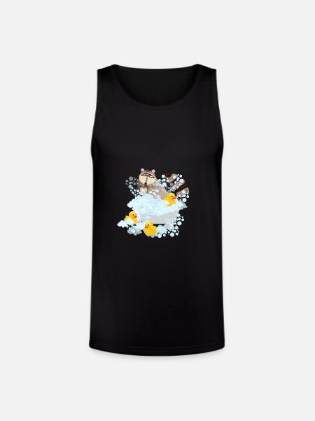 Raccoon, bubbles and Rubber Duckies - Unisex Tri-Blend Organic Tank - black