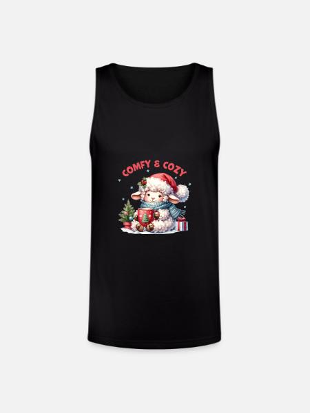 Comfy Cozy, Cute Christmas - Unisex Tri-Blend Organic Tank - black