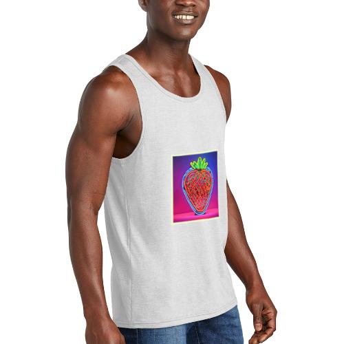 Vibrant Strawberry Neon Sign - Unisex Tri-Blend Organic Tank