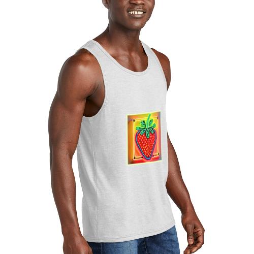 Colorful Strawberry Neon Glow - Unisex Tri-Blend Organic Tank
