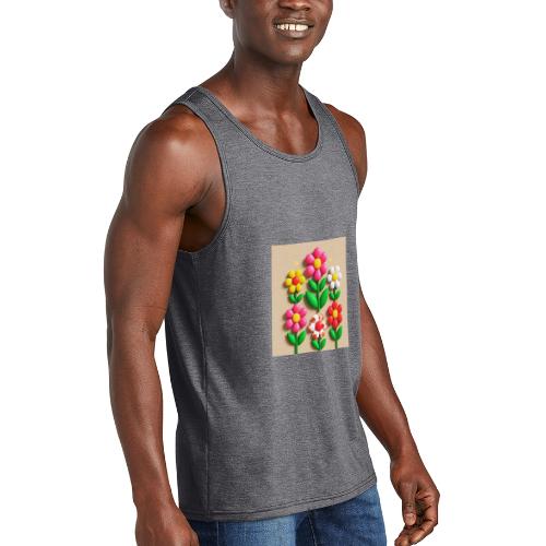 3D Flowers and Butterflies in Amber, Floral Design - Unisex Tri-Blend Organic Tank