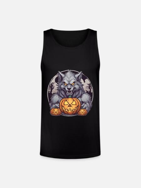 Halloween Werewolf Pumpkin - Unisex Tri-Blend Organic Tank - black