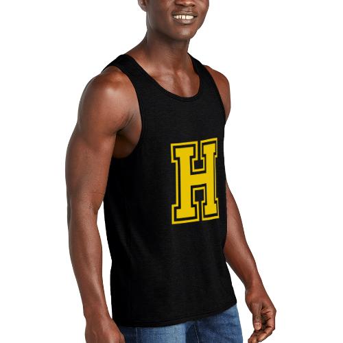 Letter H – Capital Athletic Alphabet Monogram - Unisex Tri-Blend Organic Tank