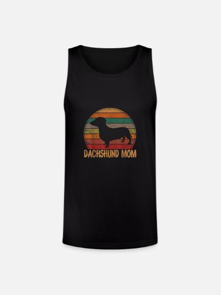 Dachshund Mom Retro Rainbow - Unisex Tri-Blend Organic Tank - black