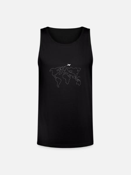 World Map Heart Flight - Unisex Tri-Blend Organic Tank - black