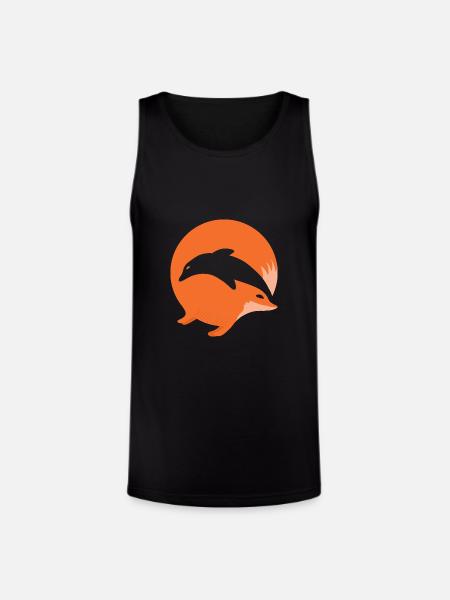 Fox or Dolphin in this fun optical illusion - Unisex Tri-Blend Organic Tank - black