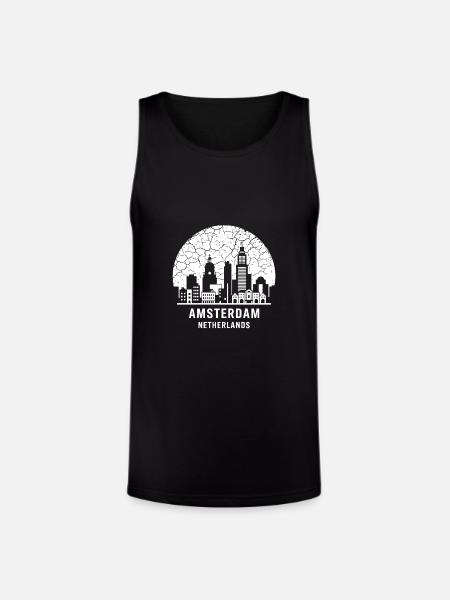Amsterdam Skyline Silhouette Design - Unisex Tri-Blend Organic Tank - black