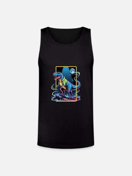 Futuristic T-Rex – Neon Power Beast - Unisex Tri-Blend Organic Tank - black
