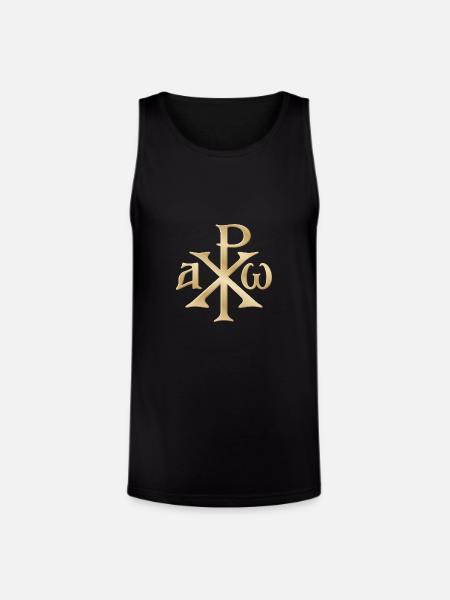 Chi Rho Christogram Gold - Unisex Tri-Blend Organic Tank - black