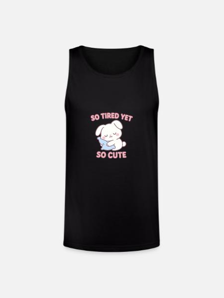 So Tired Yet So Cute - Unisex Tri-Blend Organic Tank - black