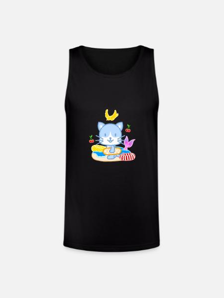 Blue Cat Beach Splash - Unisex Tri-Blend Organic Tank - black