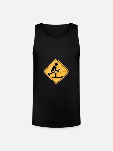 Snowboard Jump Hazard Sign - Unisex Tri-Blend Organic Tank - black