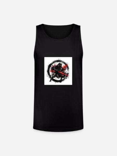 Shadow Samurai with Crimson Blade - Unisex Tri-Blend Organic Tank - black