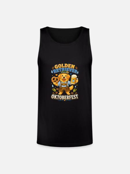 Golden Retriever Oktoberfest Cheer - Unisex Tri-Blend Organic Tank - black