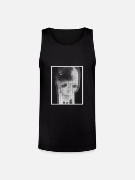 Monochrome Skull Halftone - Unisex Tri-Blend Organic Tank - black