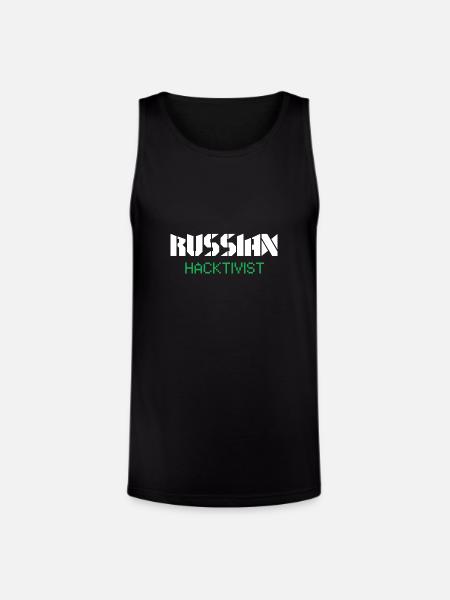 Russian Hacktivist Pixel Design - Unisex Tri-Blend Organic Tank - black