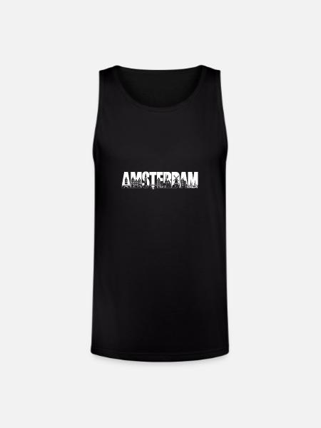 Amsterdam Holland Netherlands silhouette vacation - Unisex Tri-Blend Organic Tank - black