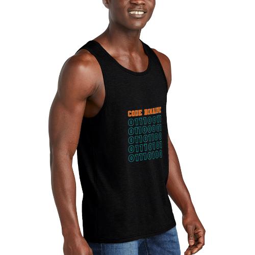 Hi in binary code - Unisex Tri-Blend Organic Tank