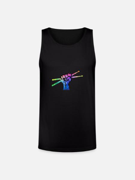 Drumsticks Fist Drummer Design - Unisex Tri-Blend Organic Tank - black