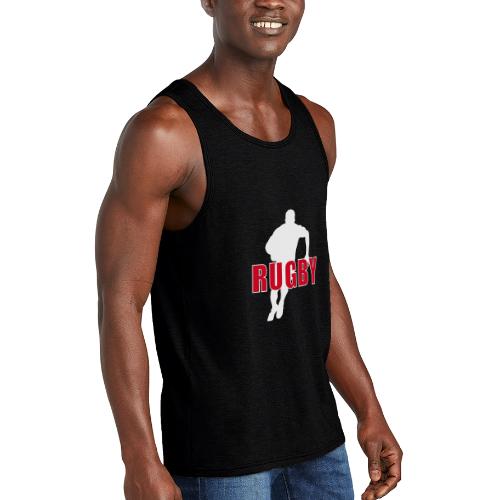 Bold Rugby Action Silhouette - Unisex Tri-Blend Organic Tank