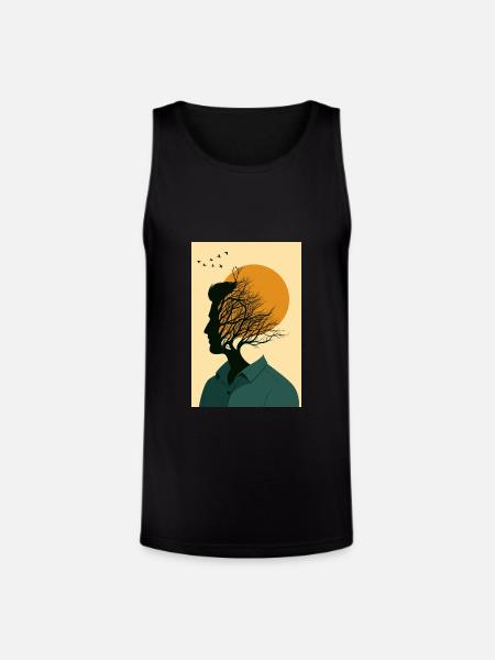 Sunlit Mindscape Silhouette - Unisex Tri-Blend Organic Tank - black