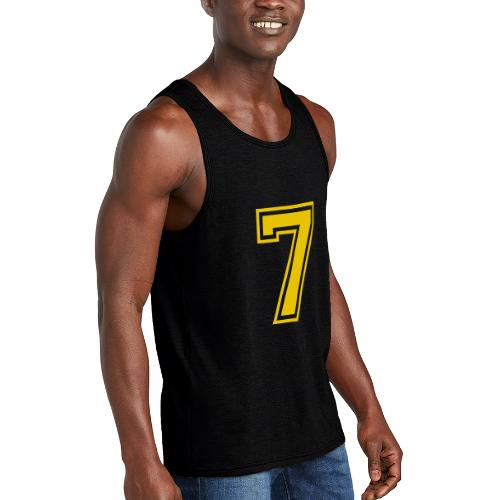 Number 7 in a classic athletic collegiate font - Unisex Tri-Blend Organic Tank