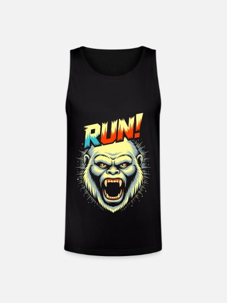 RUN! – Screaming Yeti Face - Unisex Tri-Blend Organic Tank - black