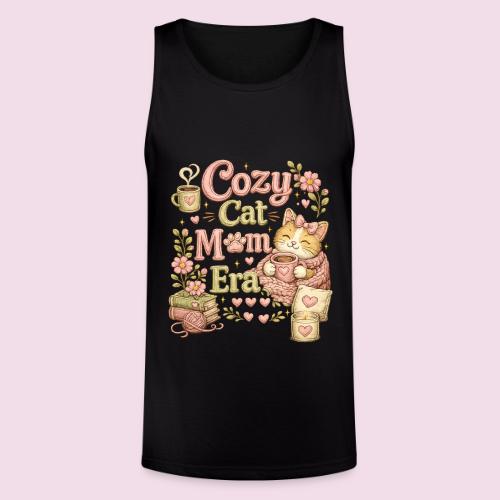 Cozy Cat Mom Era Faux Stitched Design - Unisex Tri-Blend Organic Tank