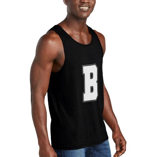 White Letter B – Varsity Alphabet Monogram - Unisex Tri-Blend Organic Tank