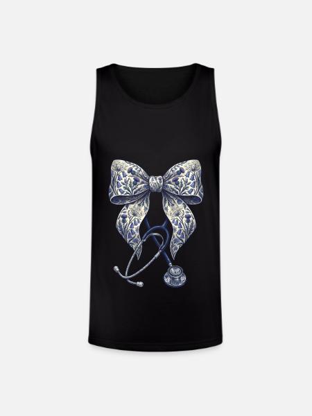 Floral Bow Stethoscope - Unisex Tri-Blend Organic Tank - black