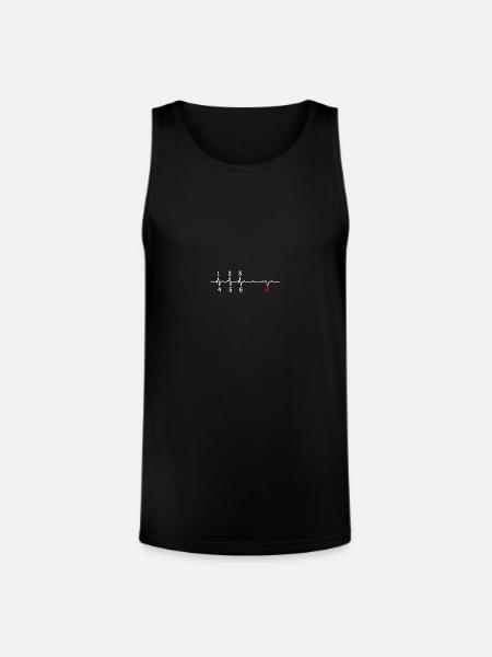 Red R Pulse ECG Rhythm - Unisex Tri-Blend Organic Tank - black