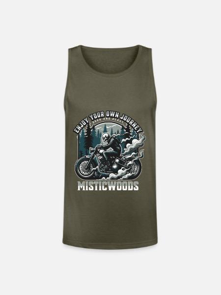 Mystic Woods Skeleton Rider - Unisex Tri-Blend Organic Tank - heather olive