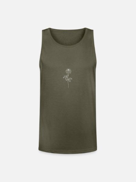 Minimalist Rose Line Art - Unisex Tri-Blend Organic Tank - heather olive