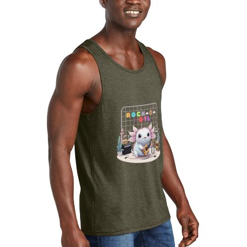 Cute Axolotl Musician: Musical Amphibian Creature - Unisex Tri-Blend Organic Tank