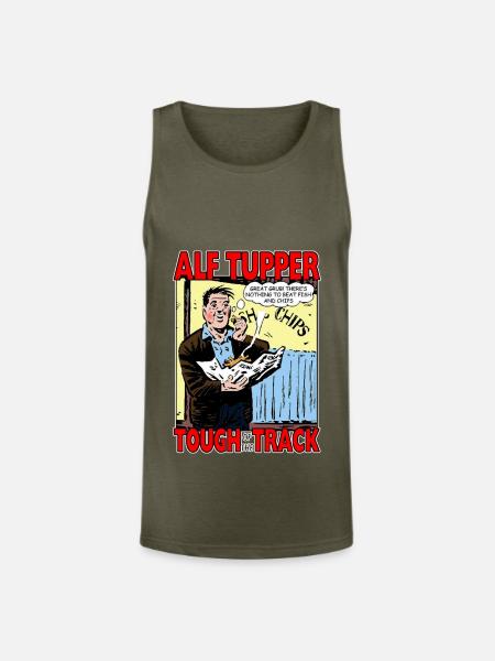 Alf Tupper Tough of the Track Comic Fish & Chips - Unisex Tri-Blend Organic Tank - heather olive