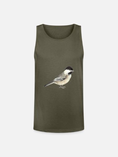Sweet Black-Capped Chickadee - Unisex Tri-Blend Organic Tank - heather olive