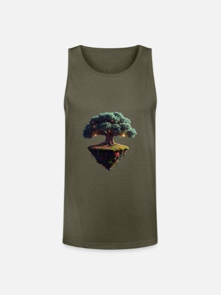 Enchanted Floating Tree - Unisex Tri-Blend Organic Tank - heather olive