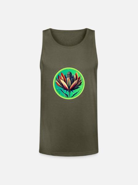 Blooming Microphone - Unisex Tri-Blend Organic Tank - heather olive